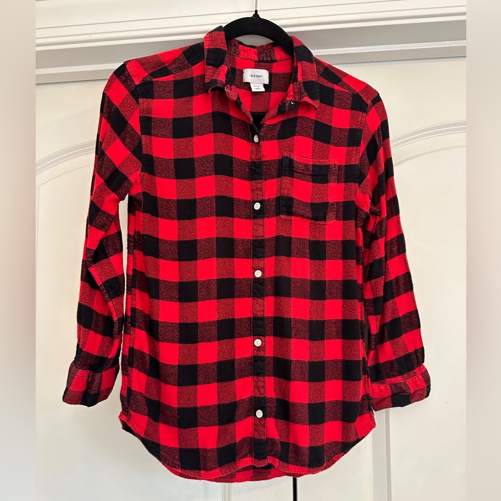 Old Navy Red and Black Plaid Shirt